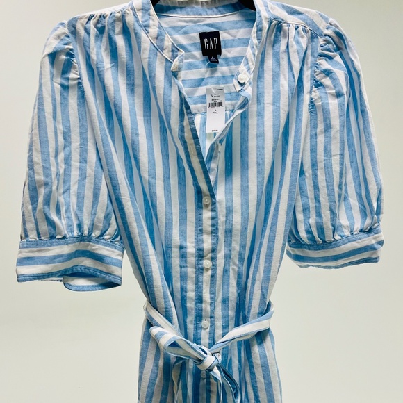 GAP Puff Sleeve Shirtdress, Size L Tall - Picture 3 of 3